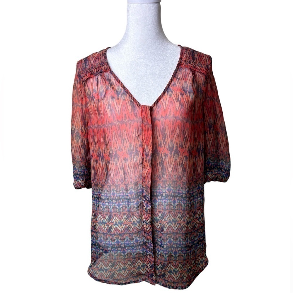 Skies are Blue Anthropologie/ Stitch Fix Boho Sheer Blouse Size Small